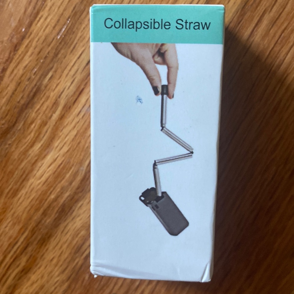 New in box grey collapsible straw